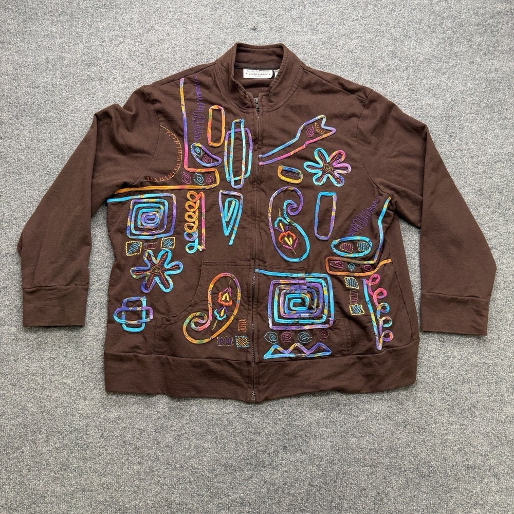 New Direction Woman's Y2K Art Jacket Size 2xl Vintage Colorful